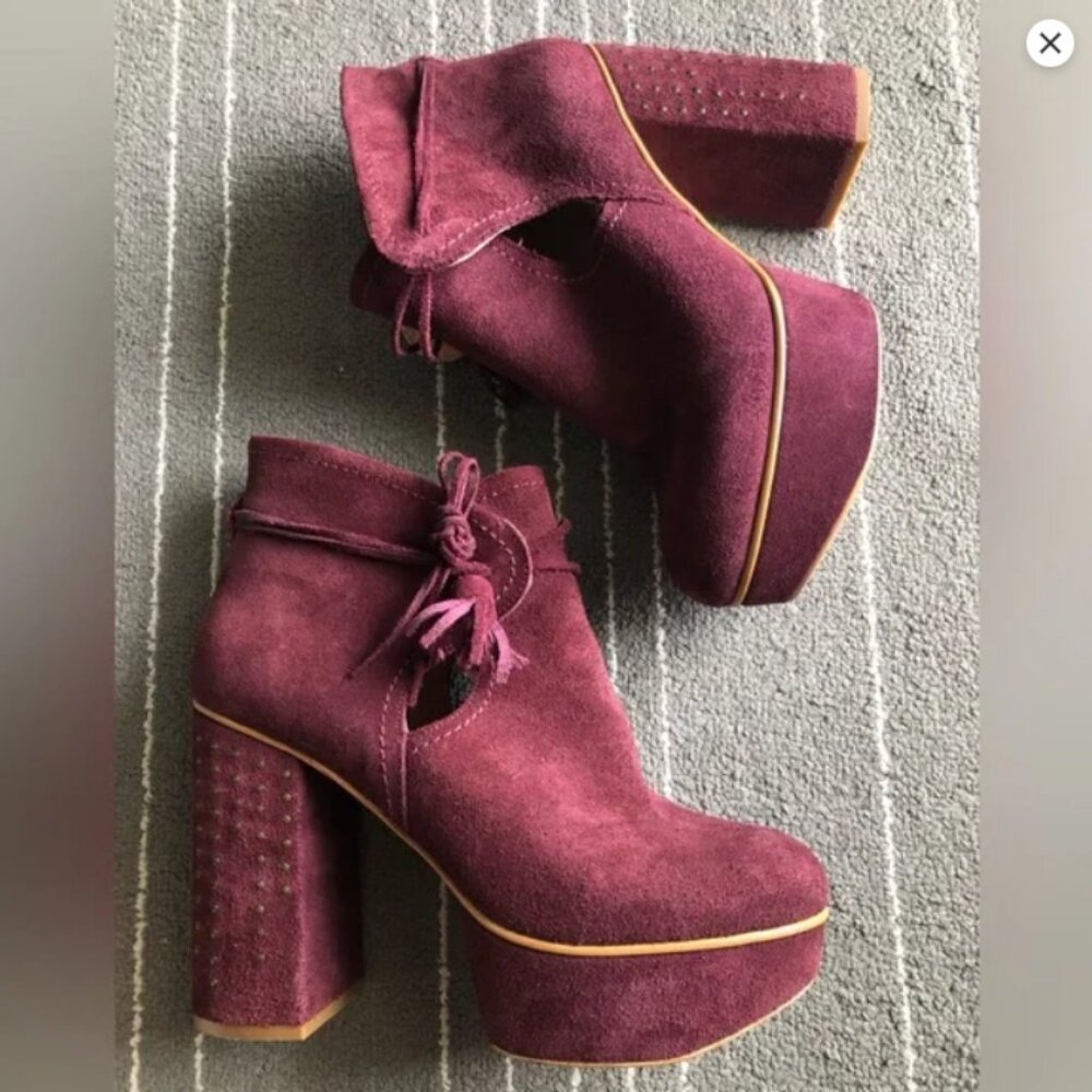 Free People Burgundy Platform Shoes